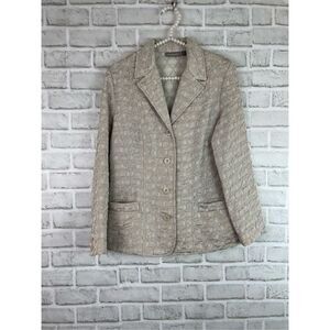 Croft and Borrow Women's Champange Crinkle Pattern Blazer Jacket Size Small
